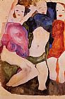 Egon Schiele Three Girls painting
